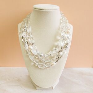 Silpada Triple-Strand Quartz, Pearl & Sterling Necklace